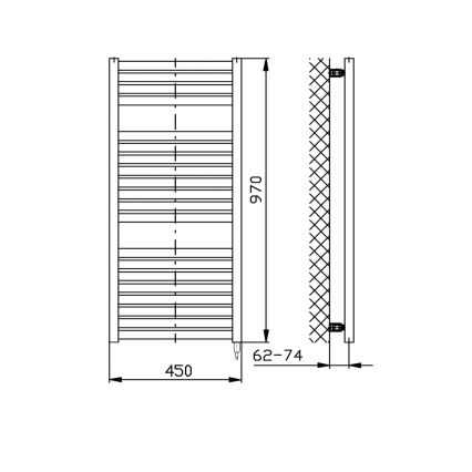 Aqualine - Elektrisk handdukstork TONDI-E 300W 97x45 cm matt svart