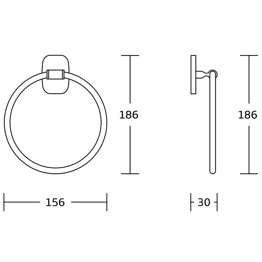Aqualine - Handdukshängare för vägg RUMBA diameter 15,6 cm skinande krom