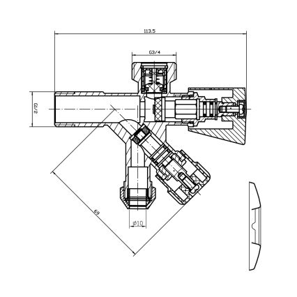 Aqualine - Kombinationsventil i blankt krom