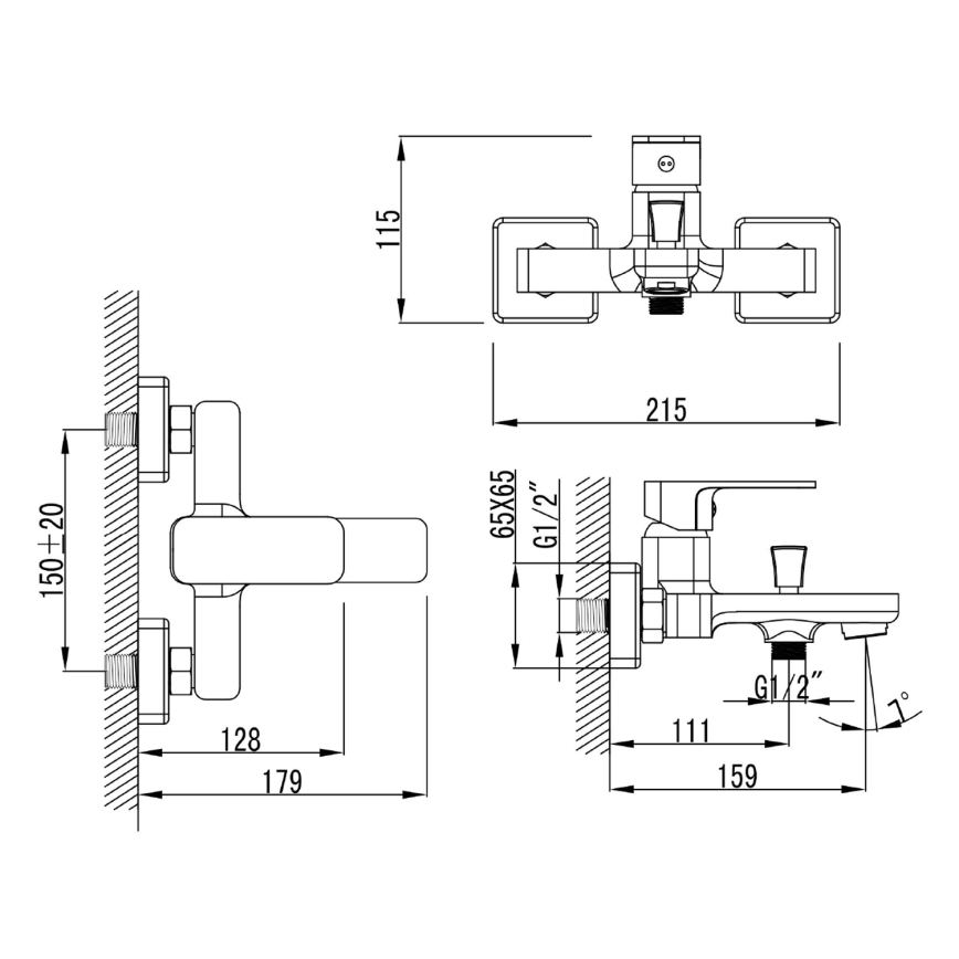 Aqualine - Kran till badkar FACTOR skinande krom