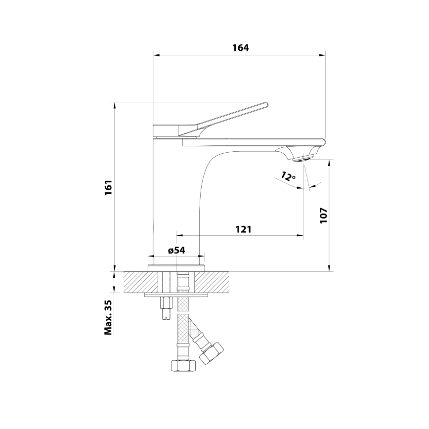 Aqualine - Kran till handfat BOLERO skinande krom