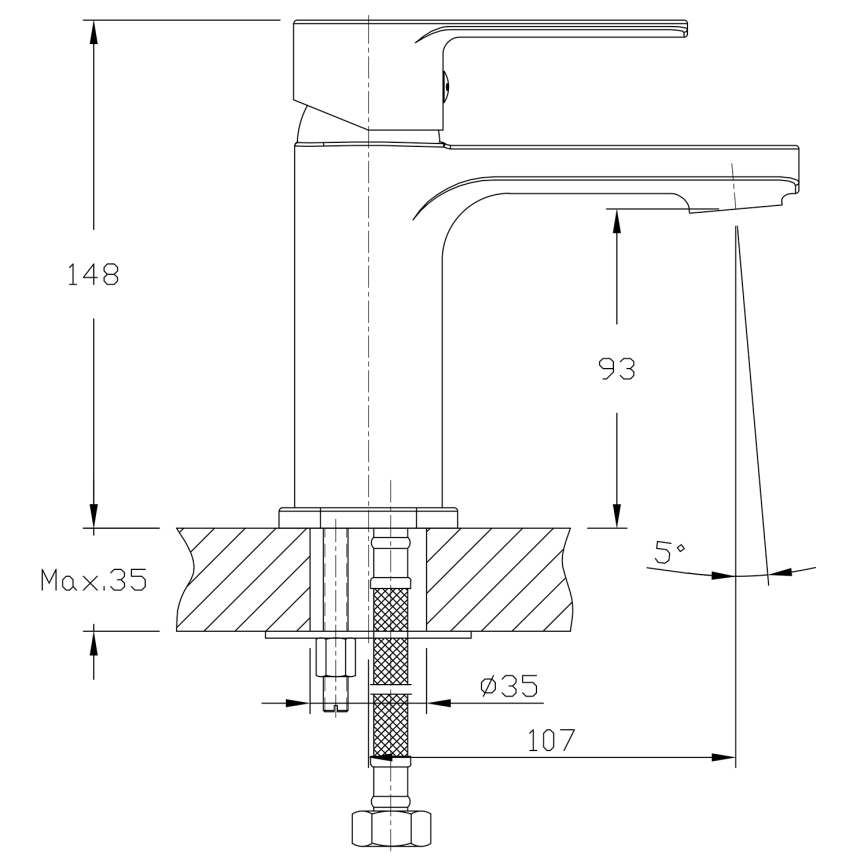 Aqualine - Kran till handfat FACTOR skinande krom