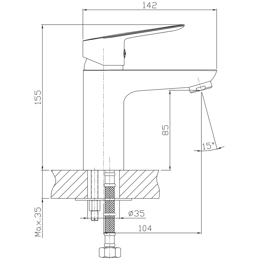 Aqualine - Kran till handfat LOTTA skinande krom