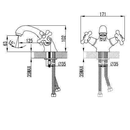 Aqualine - Kran till handfat VICTORIA skinande krom