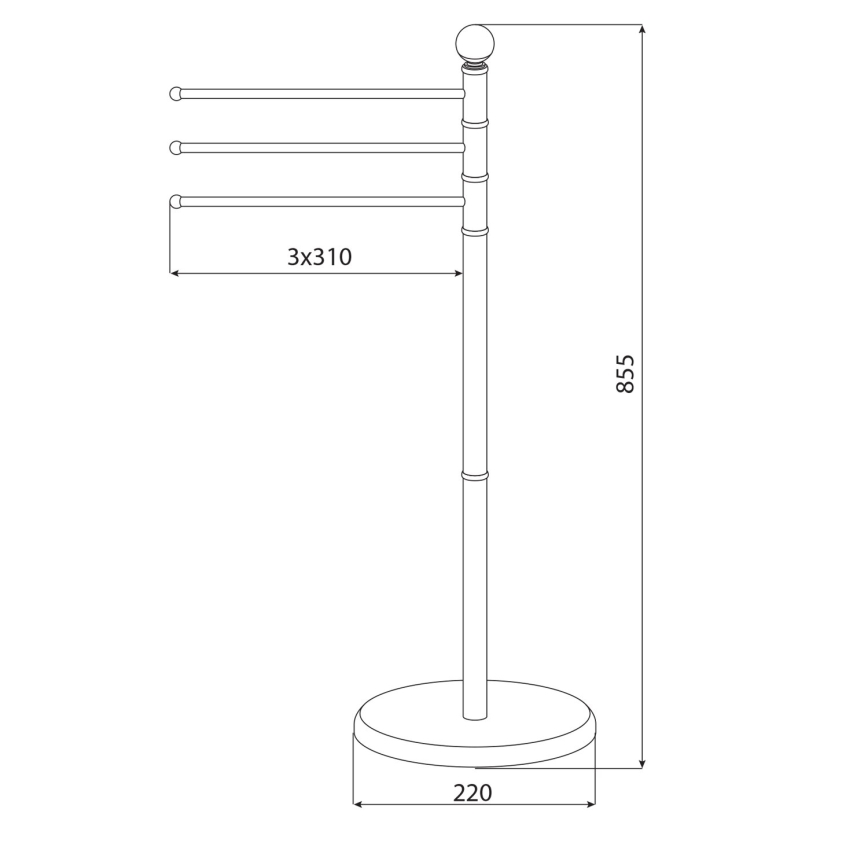 Aqualine - Stativ med handukshängare SAMBA 85,5 cm rostfri/skinande krom