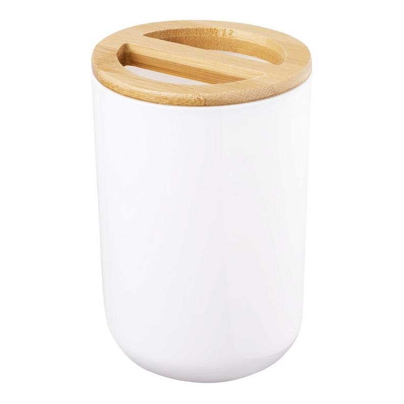 Aqualine - Tandborsthållare SNOW vit/bambu