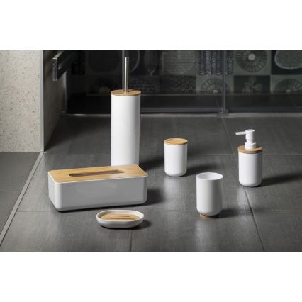 Aqualine - Tandborsthållare SNOW vit/bambu