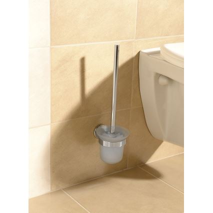 Aqualine - Toaletborste med vägghängare SAMBA mjölkig glas/skinande krom