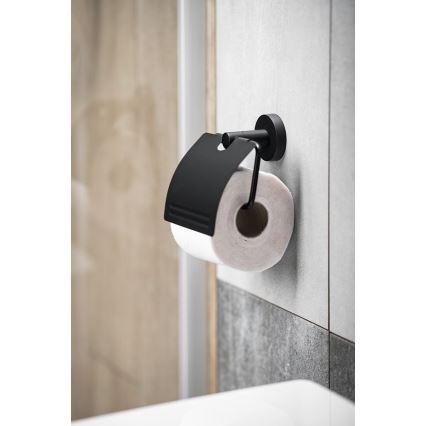Aqualine - Toalettpappershållare med överdrag SAMBA svart
