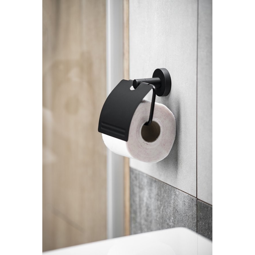 Aqualine - Toalettpappershållare med överdrag SAMBA svart
