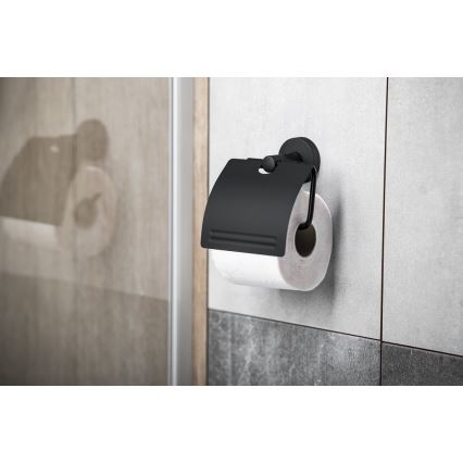 Aqualine - Toalettpappershållare med överdrag SAMBA svart