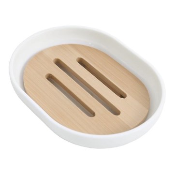 Aqualine - Tvålfat SNOW vit/bambu