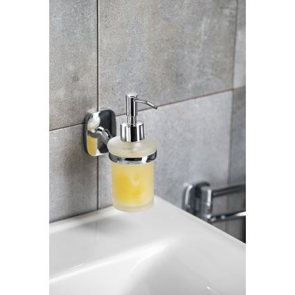 Aqualine - Tvålpump för vägg RUMBA 160 mm mjölkig glas/skinande krom