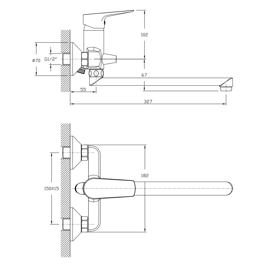 Aqualine - Tvättställ/Badkran LOTTA skinande krom