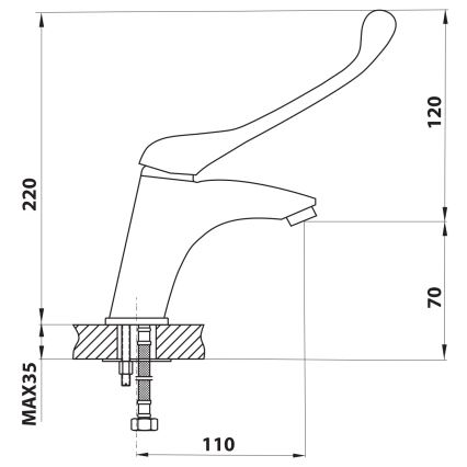 Aqualine - Tvättställsblandare KASIOPEA 22 cm, blank krom