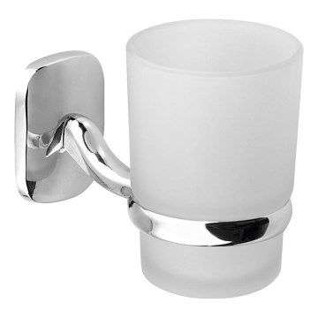 Aqualine - Väggmonterad tandborstehållare RUMBA mjölkig glas/skinande krom