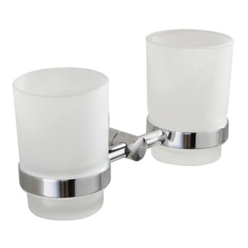 Aqualine - Väggmonterad tandborstehållare SAMBA mjölkig glas/skinande krom