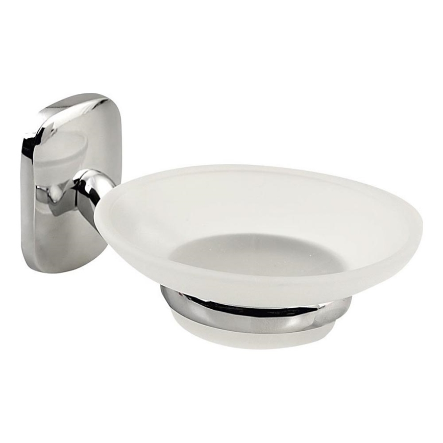 Aqualine - Väggmonterad tvålfat RUMBA mjölkig glas/skinande krom