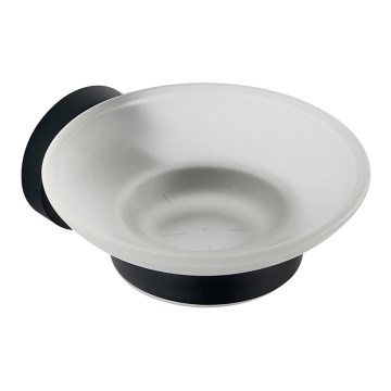 Aqualine - Väggmonterad tvålfat SAMBA mjölkig glas/matt svart