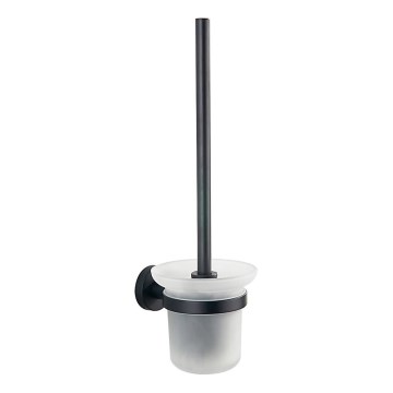 Aqualine - Väggmonterad WC-borste SAMBA mjölkigt glas/matt svart