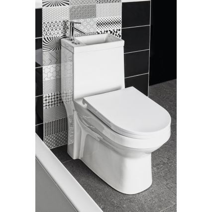 Aqualine - WC-kombination med tvättställ HYGIE, keramik/vit