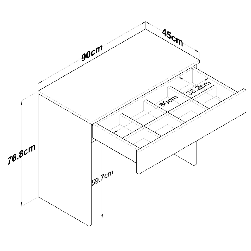 Arbetsbord RANI 90x76,8 cm vit