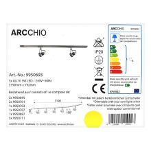 Arcchio - LED Dimbar spotlight i skensystem RONKKA 5xGU10/5W/230V
