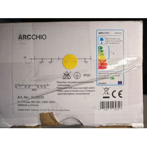 Arcchio - LED ljusreglerad spotlight ANJUR 5xE14/8W/230V