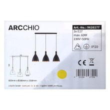 Arcchio - Ljuskrona med textilsladd ARTHURIA 3xE27/60W/230V