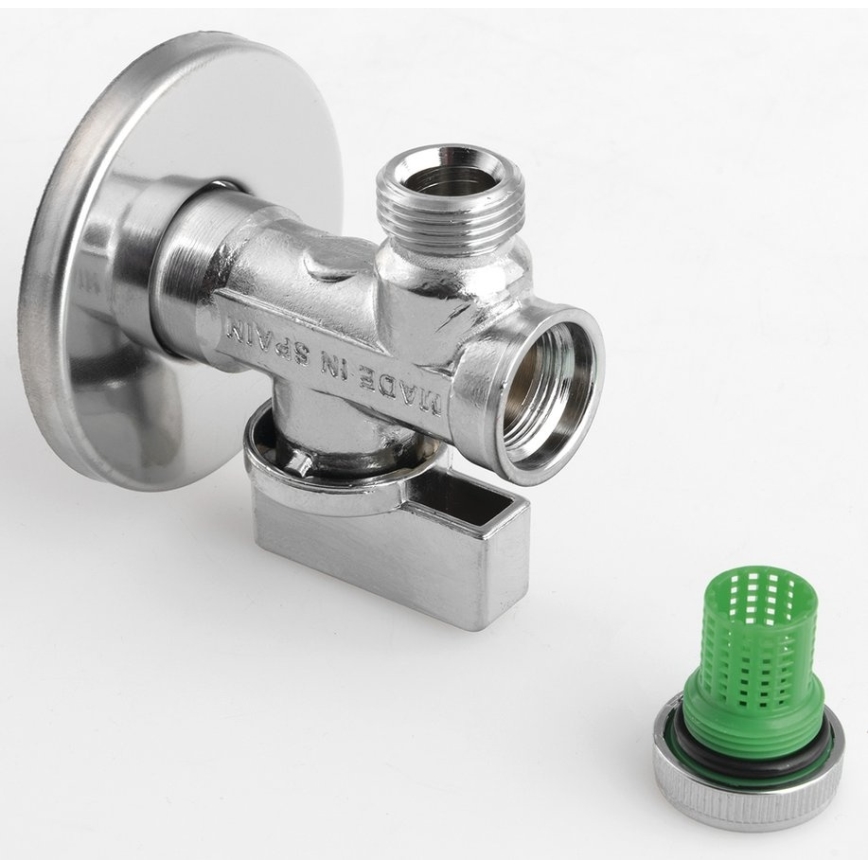 Arco - Vinkelventil med filter i blank krom