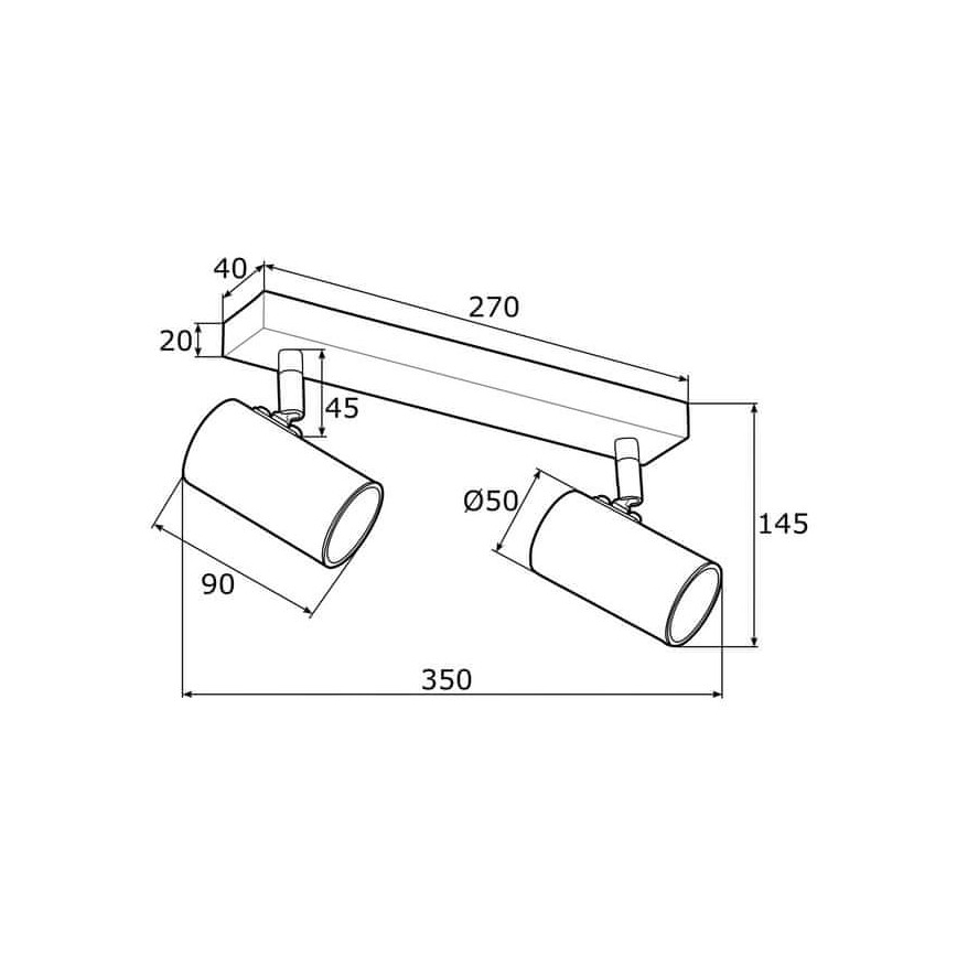 Argon 0890 - Spotlight LAGOS 2xGU10/5W/230V vit/guld