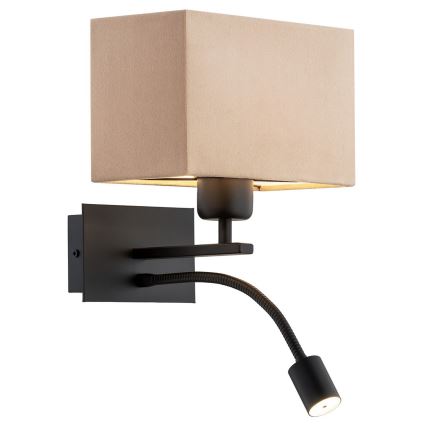 Argon 1043 - LED Vägglampa BILL 1xE27/15W/230V + LED/4,5W beige/svart