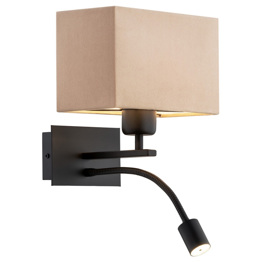 Argon 1043 - LED Vägglampa BILL 1xE27/15W/230V + LED/4,5W beige/svart