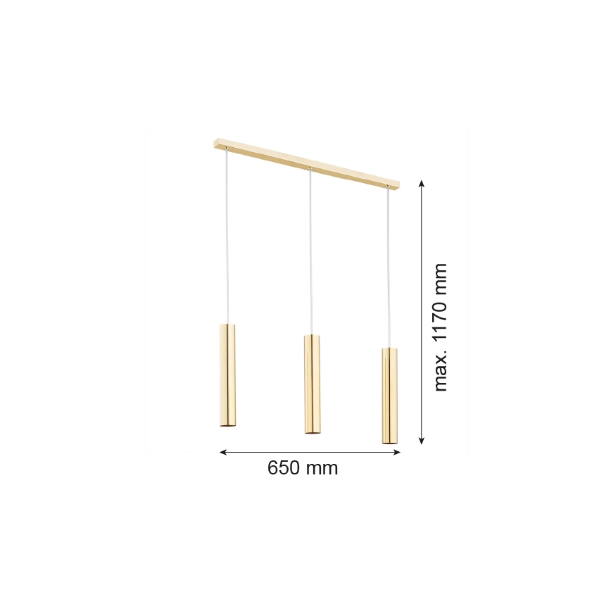 Argon 1443 - Ljuskrona med upphängningsrem GOMERA 3xGU10/5W/230V mässing