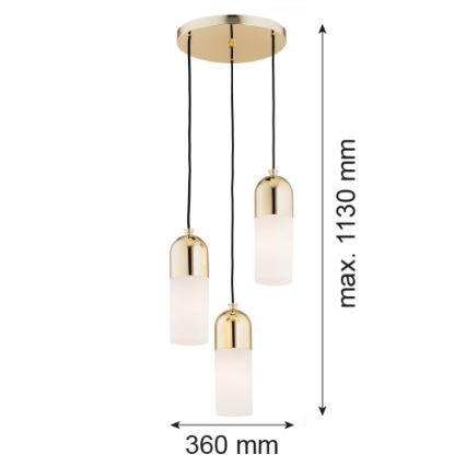 Argon 1466 - Ljuskrona med upphängningsrem BURGOS 3xE27/15W/230V mässing