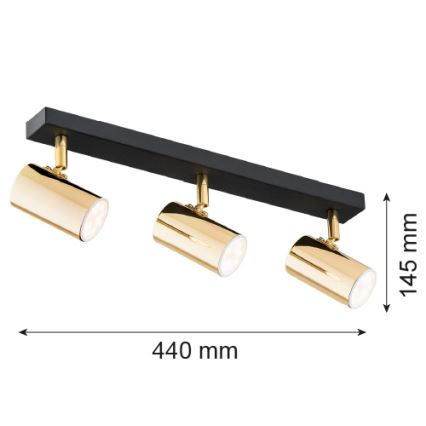 Argon 1474 - Spotlight LAGOS 3xGU10/5W/230V mässing/svart