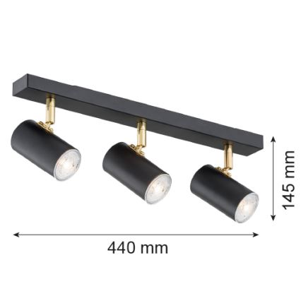 Argon 1476 - Spotlight LAGOS 3xGU10/5W/230V svart/mässing