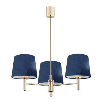 Argon 1485 - Pendelkrona PONTE 3xE27/15W/230V blå/mässing