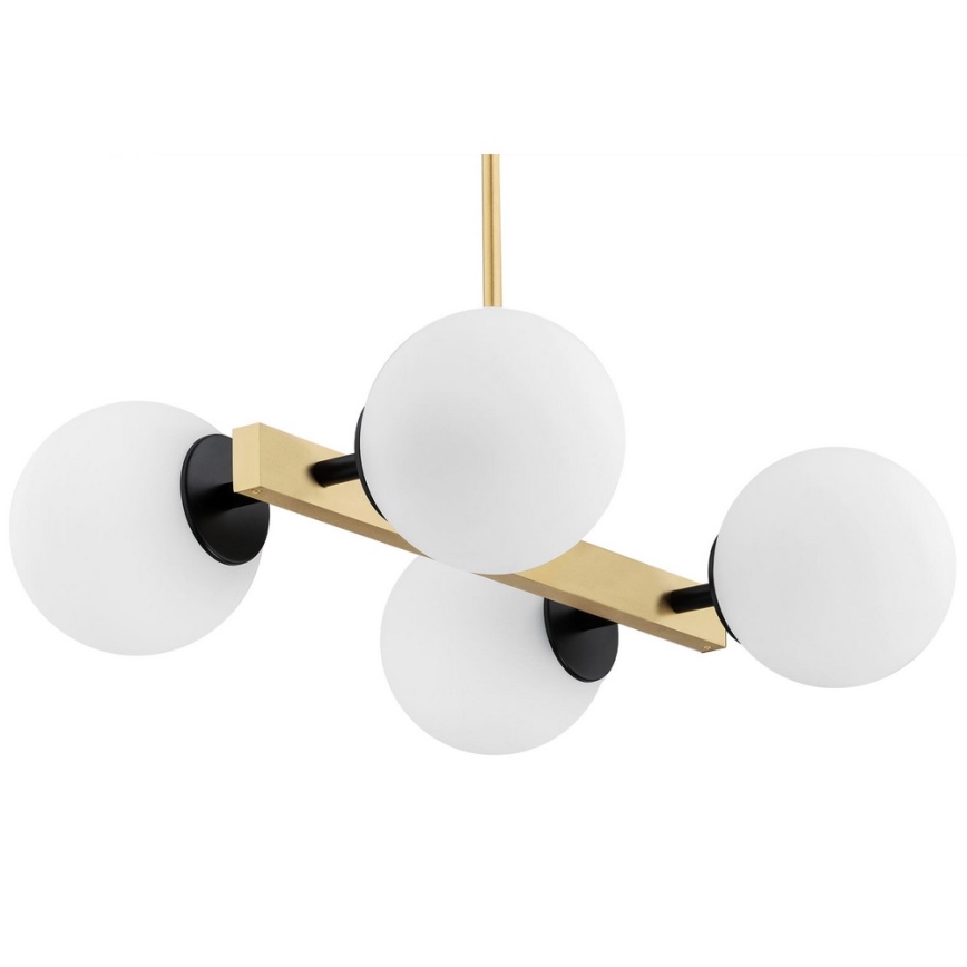 Argon 1767 - Pendelkrona FREEMONT 4xE27/15W/230V gyllene/vit/svart