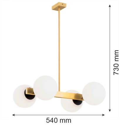 Argon 1767 - Pendelkrona FREEMONT 4xE27/15W/230V gyllene/vit/svart