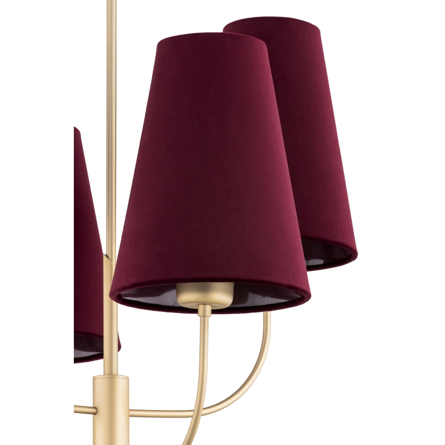 Argon 1827 - Pendelkrona SAFIANO 4xE27/15W/230V burgundy