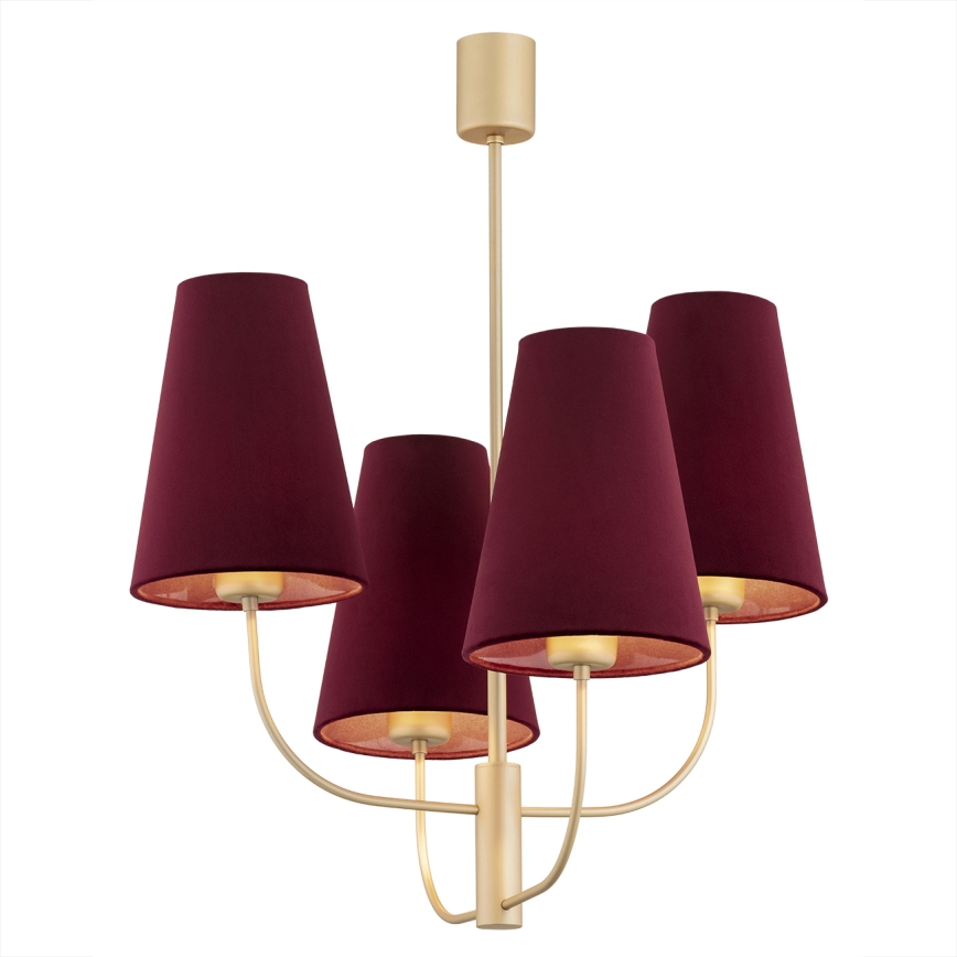 Argon 1827 - Pendelkrona SAFIANO 4xE27/15W/230V burgundy
