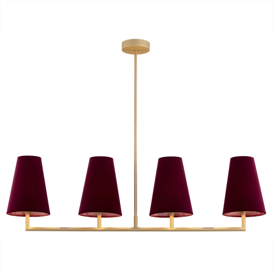 Argon 1829 - Pendelkrona SAFIANO 4xE27/15W/230V vinröd