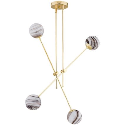 Argon 1840 - Pendelkrona ABSOS 4xE14/7W/230V alabaster guld