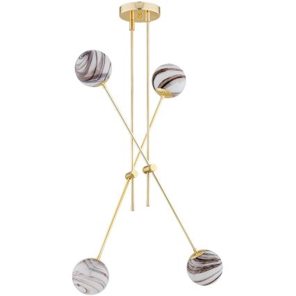 Argon 1840 - Pendelkrona ABSOS 4xE14/7W/230V alabaster guld