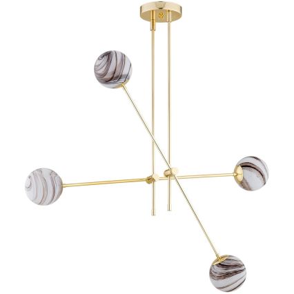 Argon 1840 - Pendelkrona ABSOS 4xE14/7W/230V alabaster guld