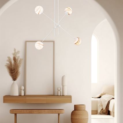 Argon 1841 - Pendelkrona ABSOS 4xE14/7W/230V alabaster vit