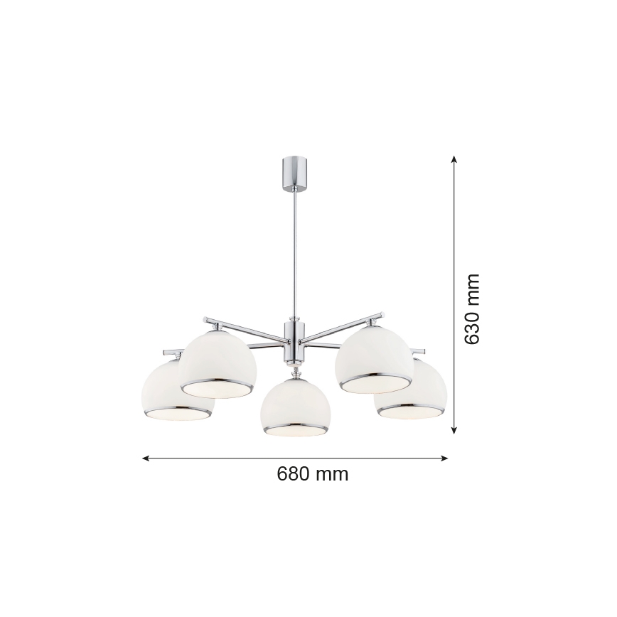 Argon 2087 - Pendelkrona MARBELLA 5xE27/15W/230V skinande krom