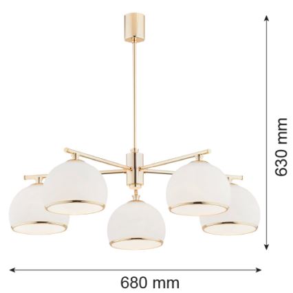 Argon 2088 - Ljuskrona med pelare MARBELLA 5xE27/15W/230V mässing