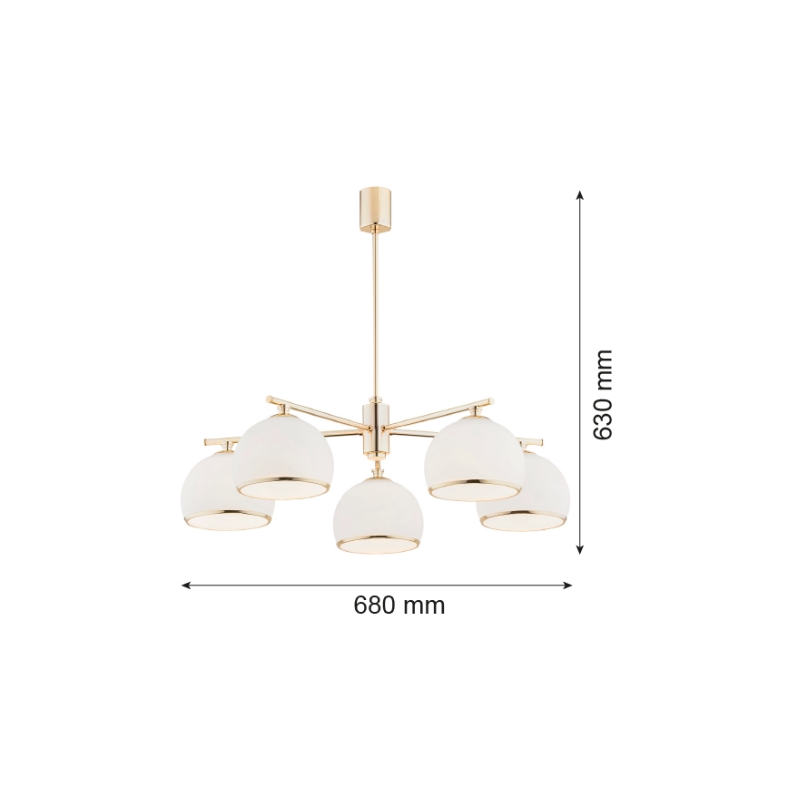 Argon 2088 - Ljuskrona med pelare MARBELLA 5xE27/15W/230V mässing